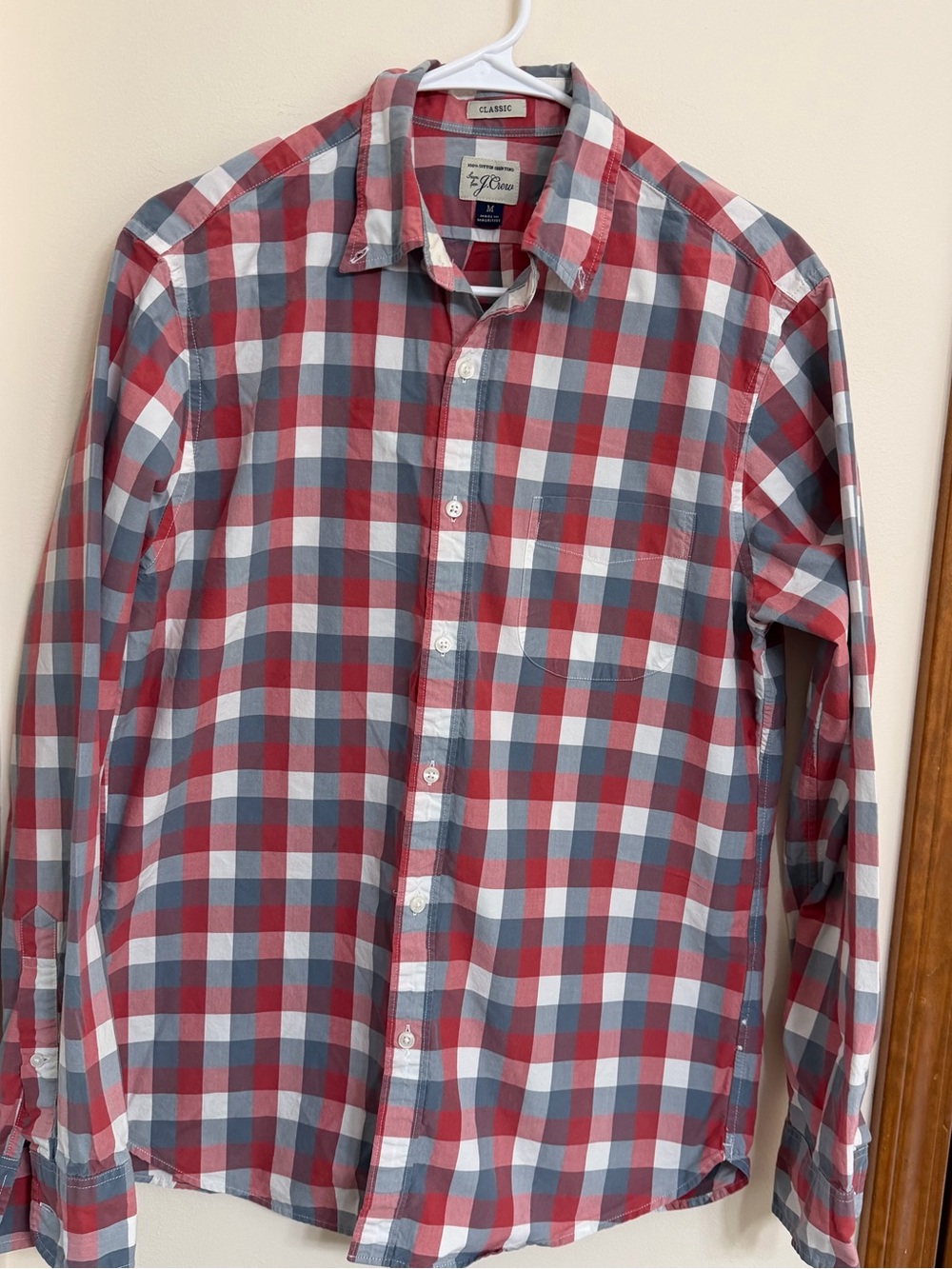 J. Crew Red, Blue and White Plaid Casual Button-Down Shirt